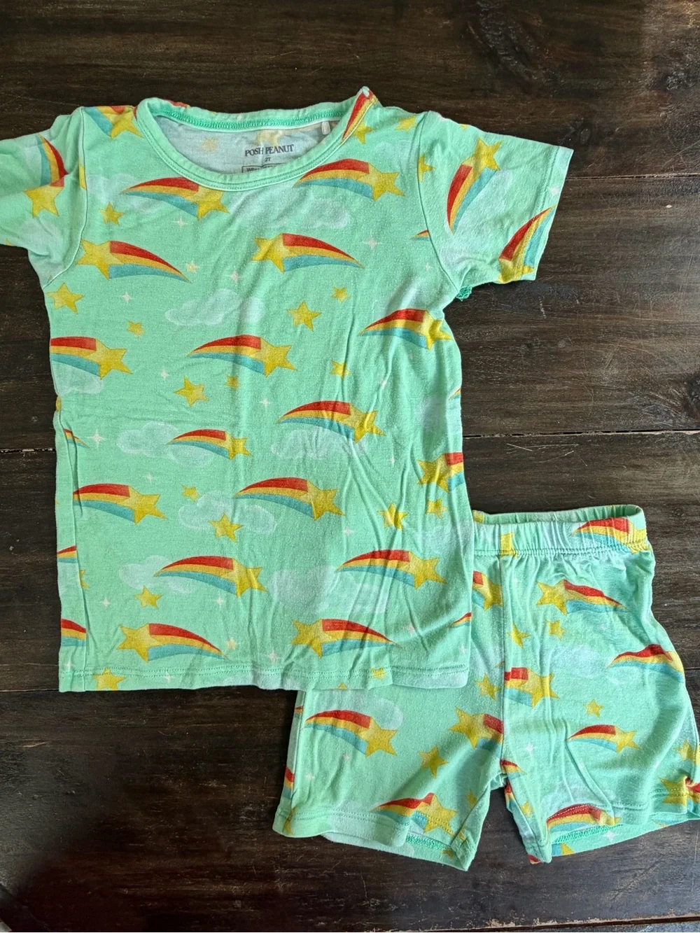 Posh Peanut Mint Rainbow Shooting Star Pajama Set